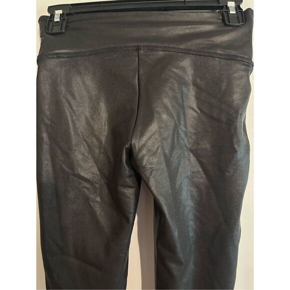 Spanx Shape Faux Leather Leggings Black Pants Full Length Women's Small Sm - Picture 4 of 6